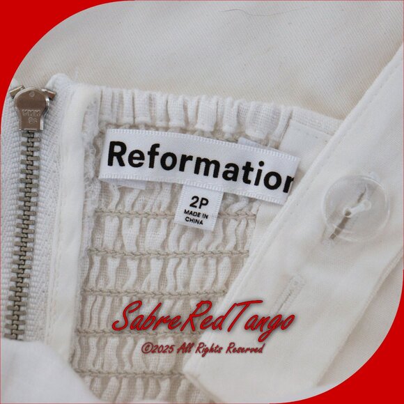 EUC Reformation Petites Balia Linen Dress Midi Sundress Women's 2P White - Picture 4 of 6